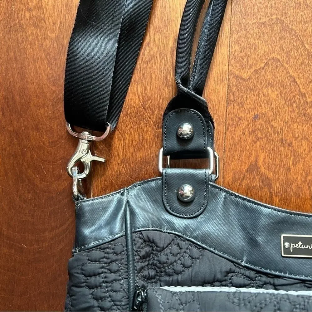 Petunia Pickle Bottom Black Quilted Diaper Bag, Shoulder Bag/Crossbody